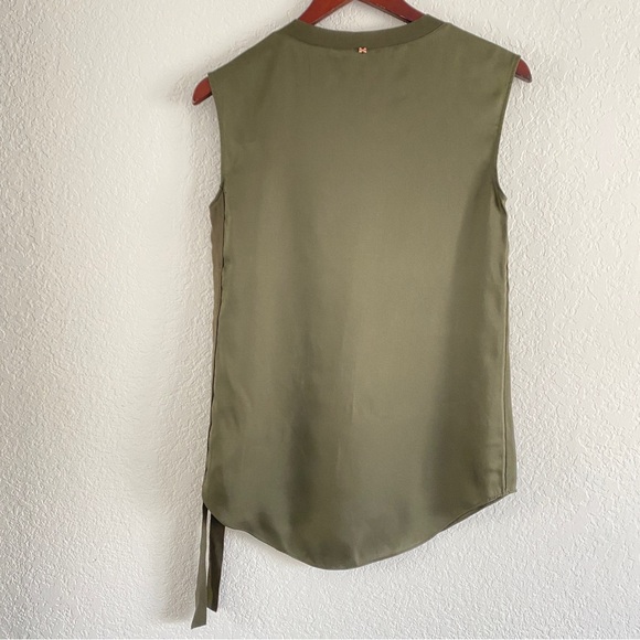 Ted Baker Samiey Ruched Side Satin Top, Green - Picture 5 of 12